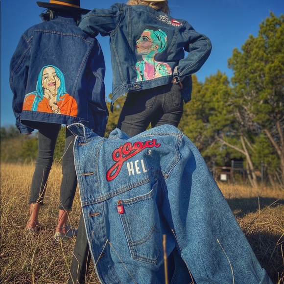 hand painted LIZZO jacket 1 of a kind XL - Picture 4 of 8